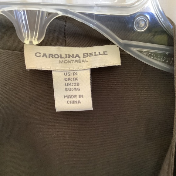 Carolina Belle Montreal Olive Green Open Front Draped Duster Jacket Sz 1X - Picture 8 of 9